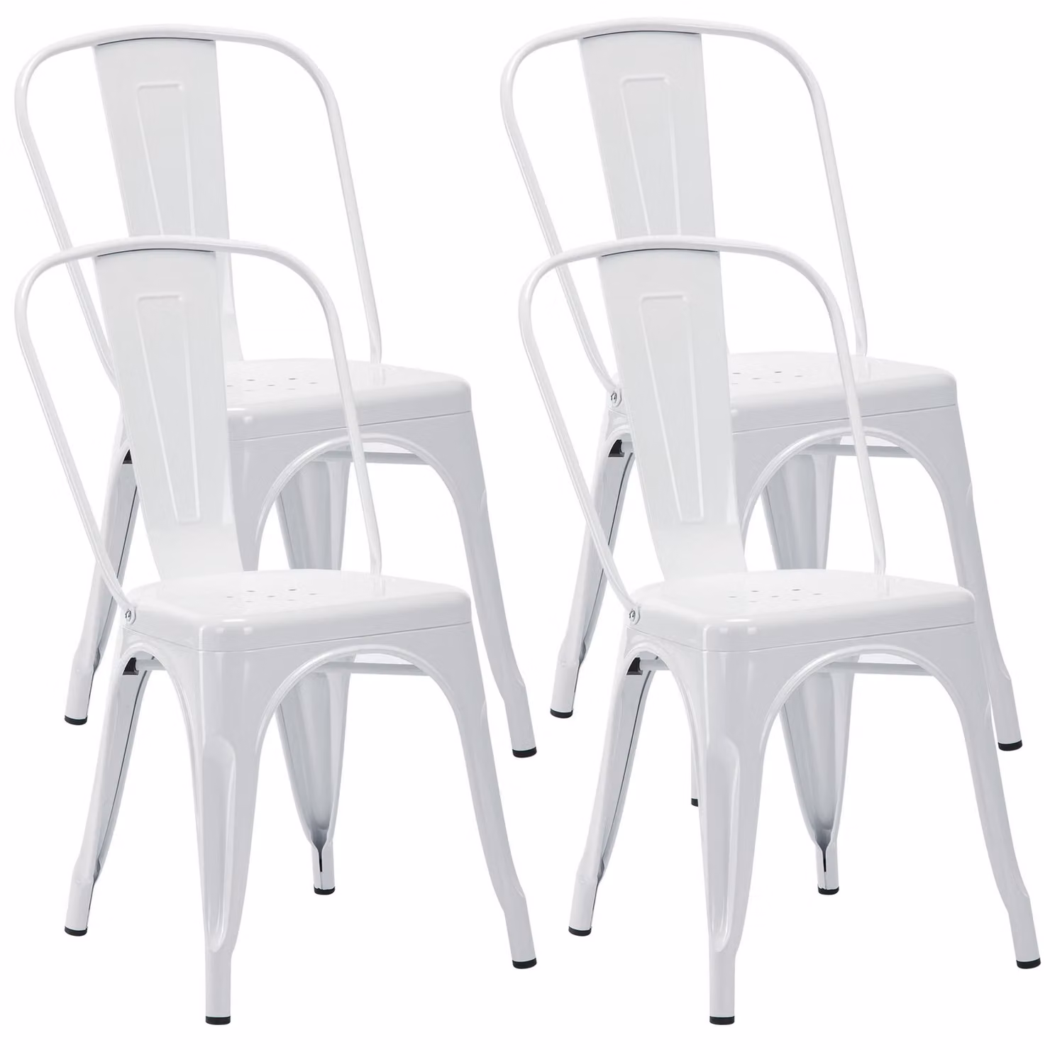 Duhome sedie bistrot in metallo set di 4 sedie da pranzo in ferro con schienale, sedie da cucina impilabili design industriale, bianco