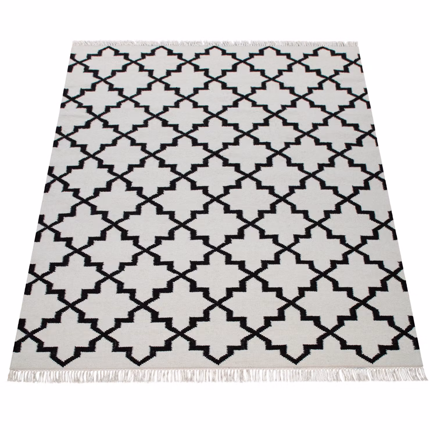 Tappeto Kenolia in lana e cotone bianco e nero stile marocchino L: 160 cm, P: 230 cm – 4