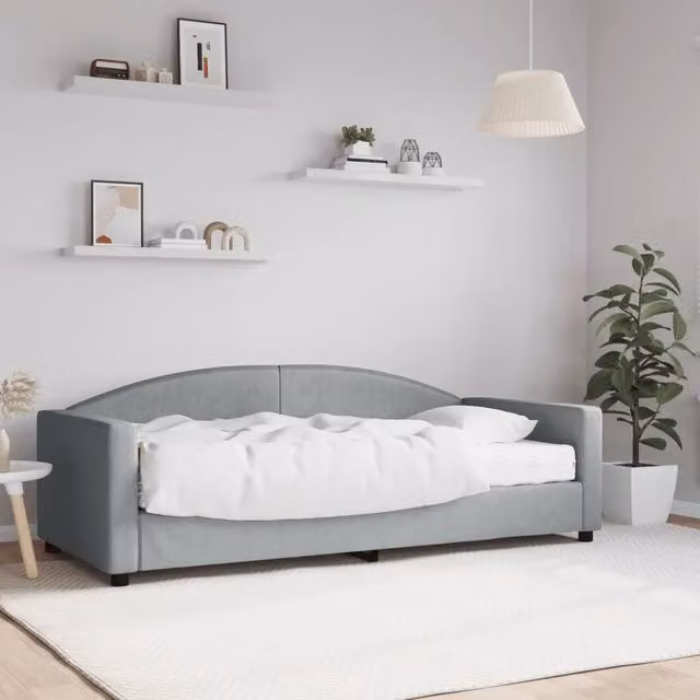 Divano Letto con Materasso-Sofa Letto-Daybed Grigio Chiaro 90x190 cm in Tessuto 762173