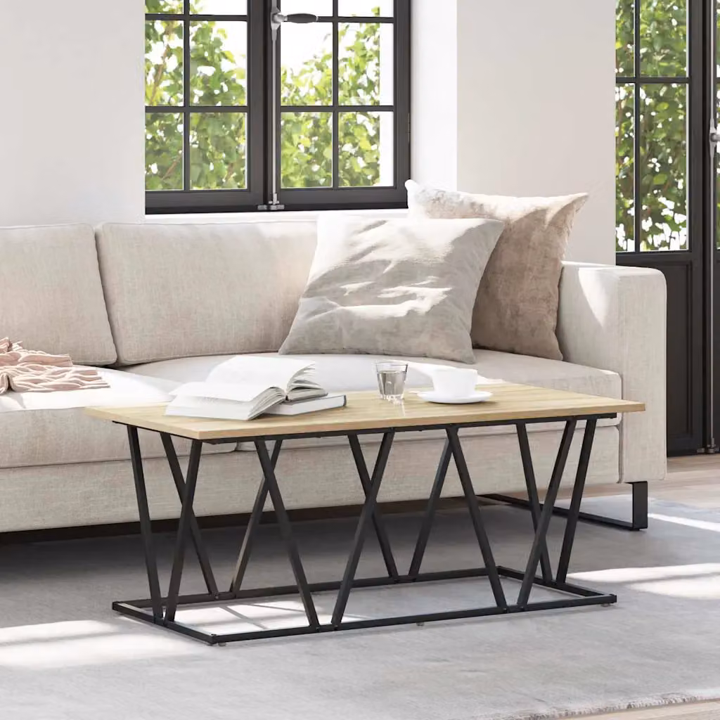 vidaXL Tavolino da salotto moderno rettangolare in legno e metallo, L/P/H: 100 x 50 x 40 cm