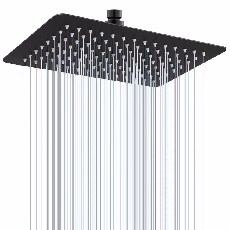 Miscelatore monocomando rettangolare, 30x20 cm, acciaio inossidabile nero, con erogatore a cascata a 360°