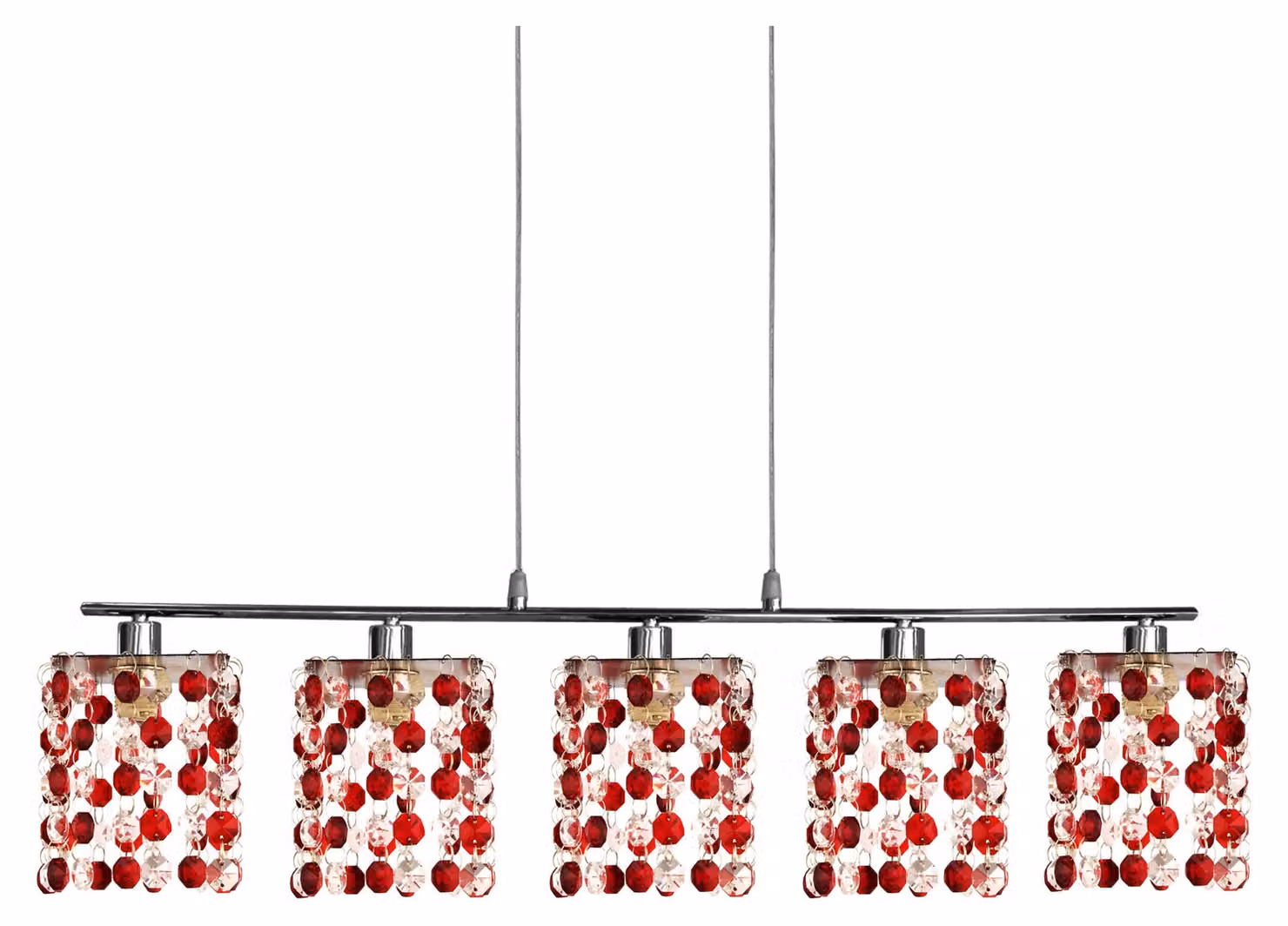 Lampada a sospensione sopra il tavolo da pranzo CLASSIC - 5xG9, 40W, cromata / rossa