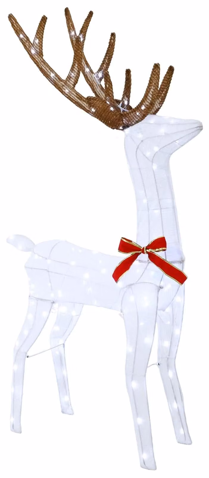 Alce di Natale 3D, modello LOVIISA, 140 LED, luce bianca fredda, dimensioni 70 x 26 x 128 cm