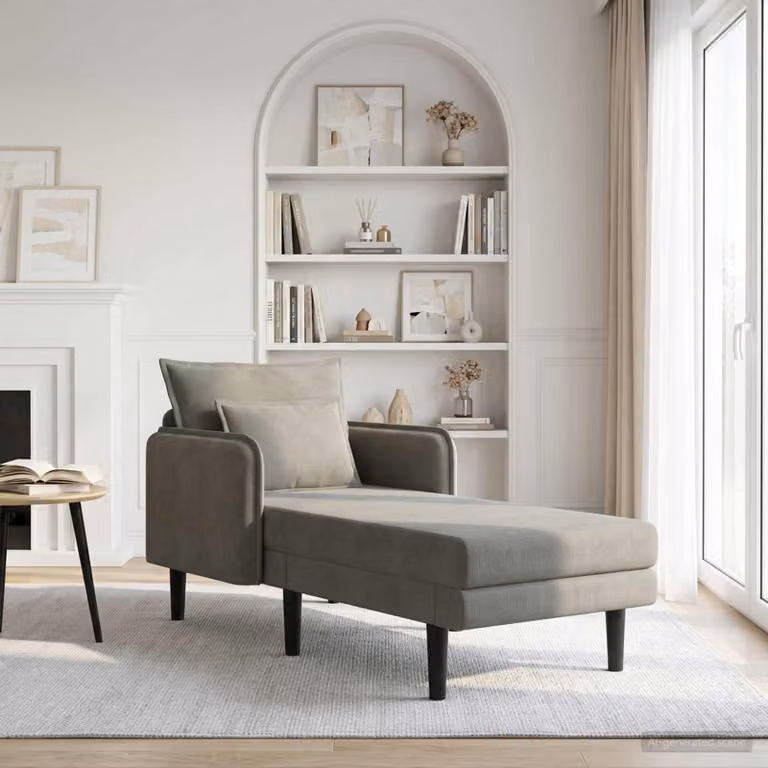vidaXL Chaise longue oversize moderna in velluto a coste grigio chiaro con cuscini inclusi L: 173 cm, P: 84 cm, H: 86 cm