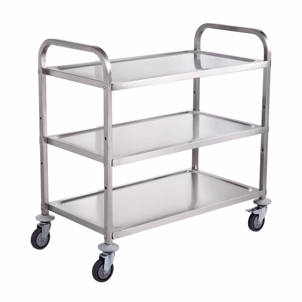 carrello multiuso a 3 livelli - Carrello su ruote - 94,5 x 50,8 x 94,7 cm - Capacità di carico 450 lbs - Con 6 ganci