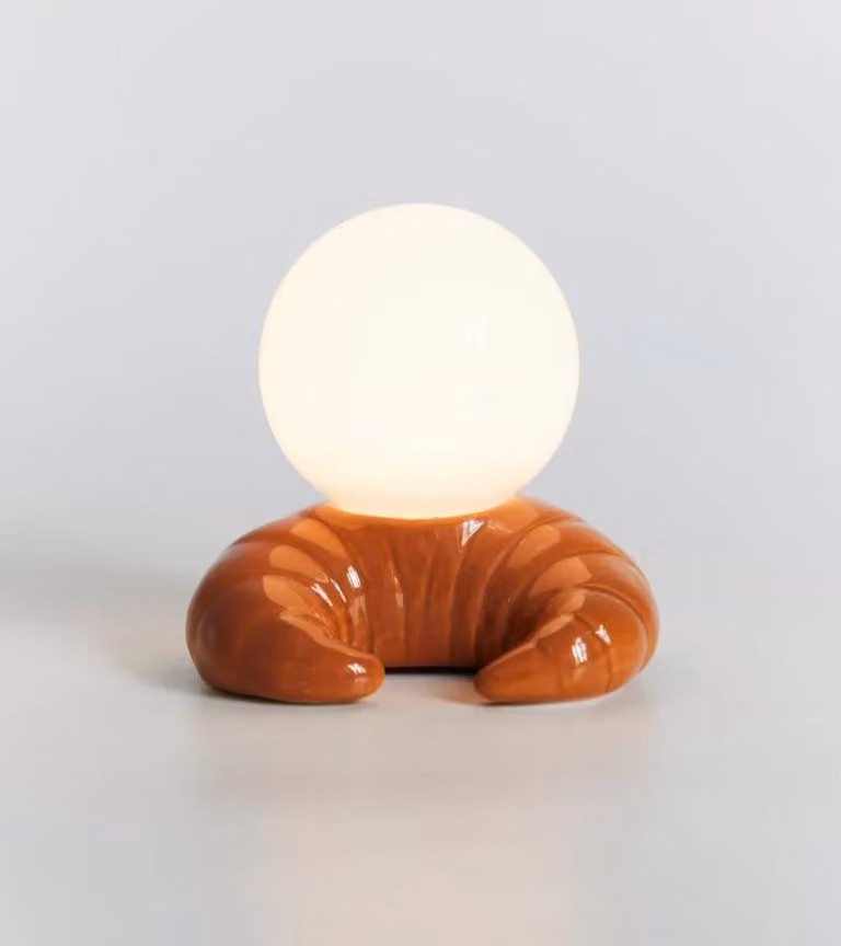 Lampada da tavolo decorativa Croissant in Vetroceramica, luce calda, a batteria