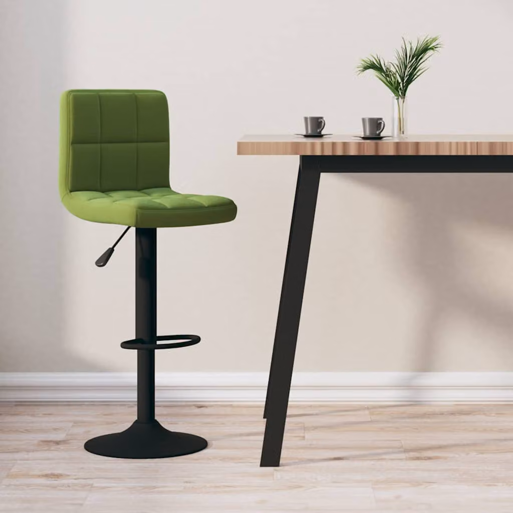 Sgabello da Bar vidaXL in Velluto Verde Chiaro con Struttura in Metallo Moderno