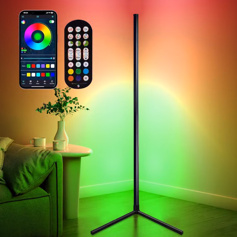 Lampada da terra Lampada da terra Smart LED da salotto 125cm Dimmerabile con telecomando e APP, modalità musicali, lampada d'atmosfera ad angolo per camera da letto, decorazione per feste di gioco