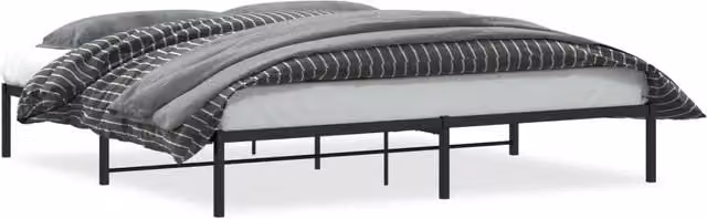 Letto matrimoniale per adulti con struttura in metallo nero opaco e doghe fisse L/P/H: 200 x 200 cm