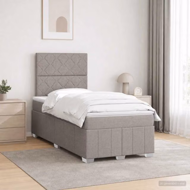 Letto Box Spring vidaXL con Materasso a Molle Pocket e Illuminazione LED Beige L/P: 120 x 200 cm