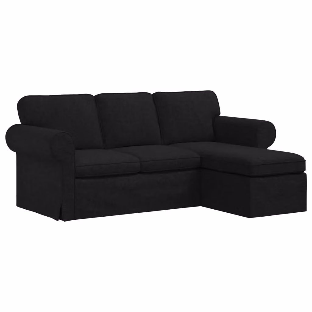 Divano angolare moderno vidaXL in tessuto nero con struttura in metallo L/P/H: 195 x 138 x 80 cm – 2