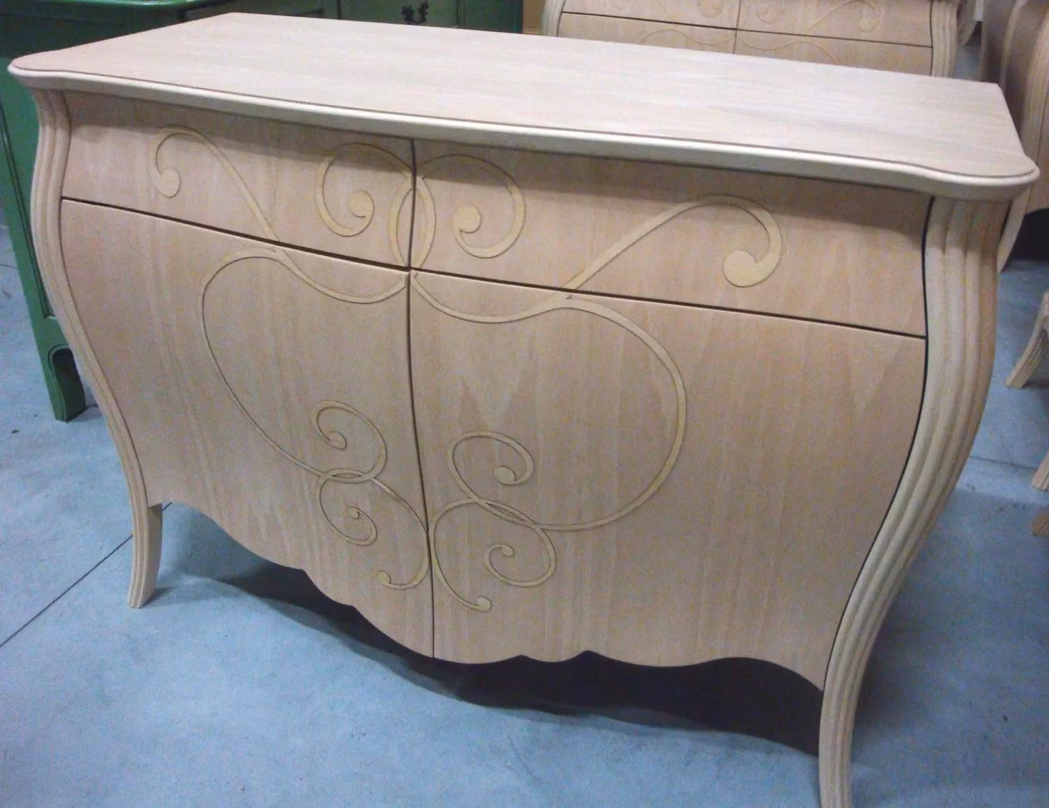Madia credenza bombata in legno di pino grezzo con 2 ante Mobili 2G L/P/H: 160 x 60 x 98 cm – 1