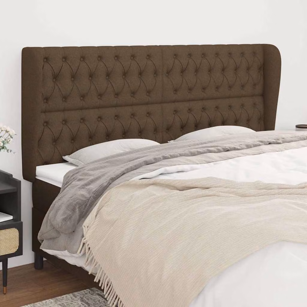 Testiera ad Orecchio vidaXL in Tessuto Marrone Scuro L: 203 cm, P: 23 cm, H: 118 cm – 1