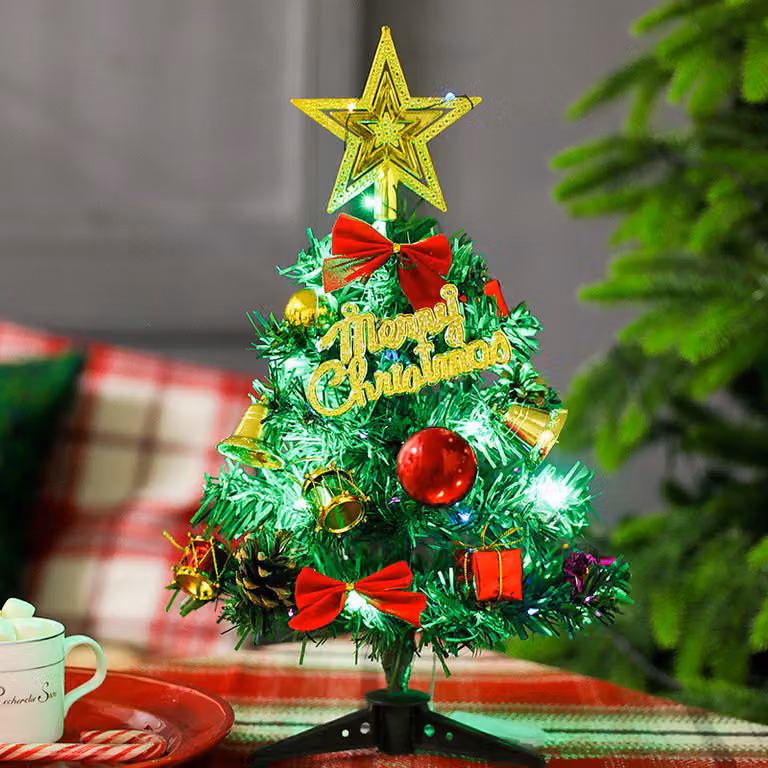 Mini albero di Natale, LED 11.8inch mini albero di Natale con, Mini abete per tavolo, albero di Natale in miniatura, albero di Natale artificiale, 80% cloruro di polivinile, A