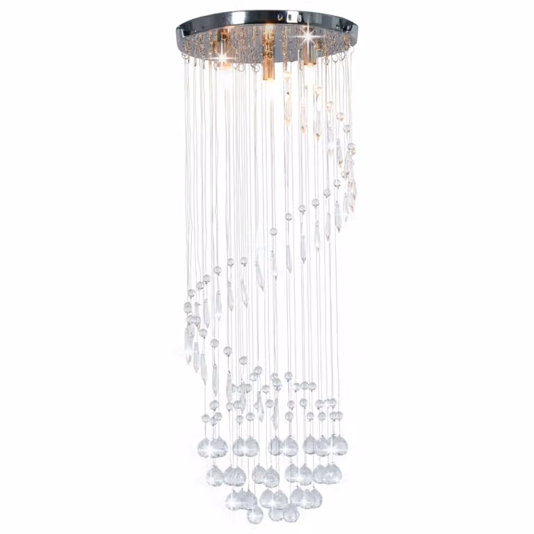 The Living Store Plafoniera con perle di cristallo argento a spirale G9