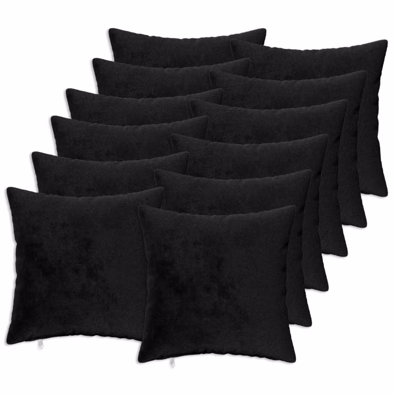 Set di 12 federe quadrate vidaXL HEERLEN in poliestere, colore nero, 45 x 45 cm