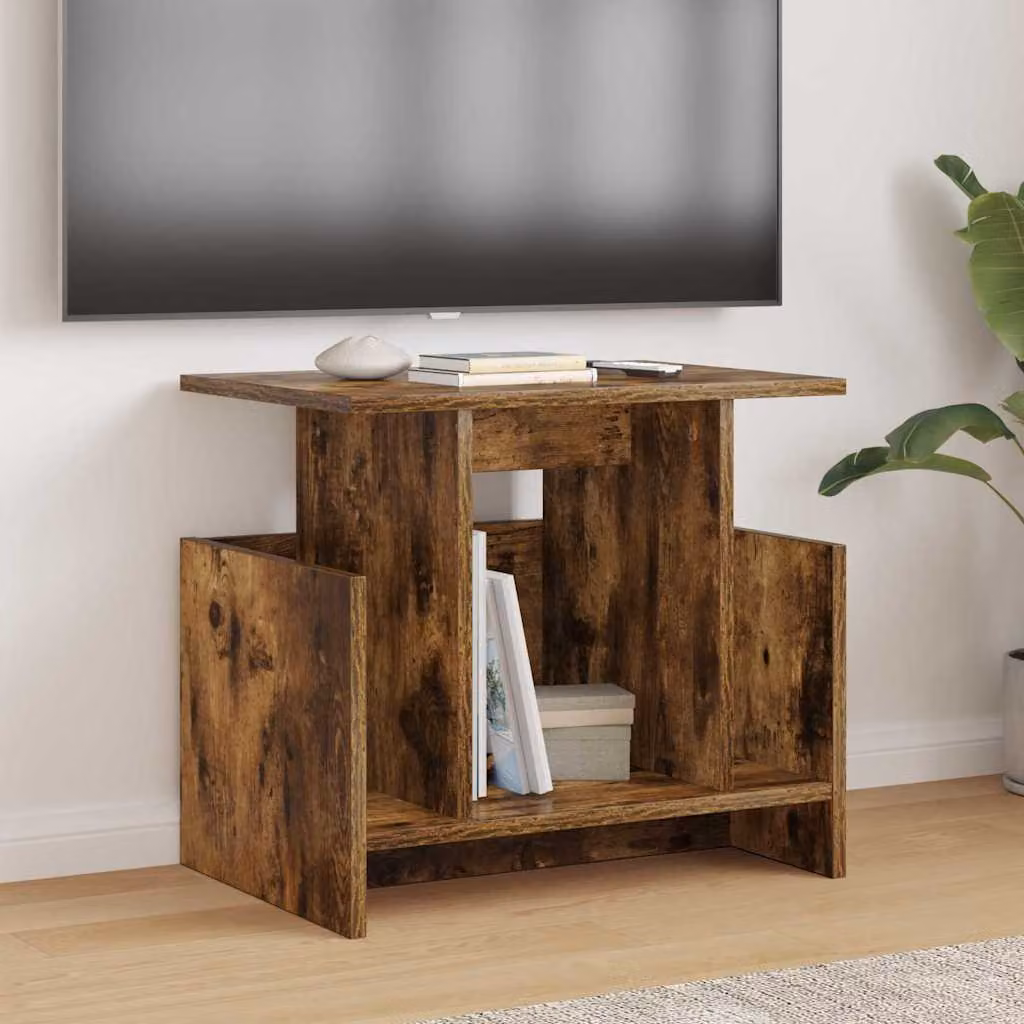 Set di 2 supporti TV moderni vidaXL in legno ingegnerizzato color rovere fumé, L: 50,0 cm, P: 35,0 cm, H: 45,0 cm