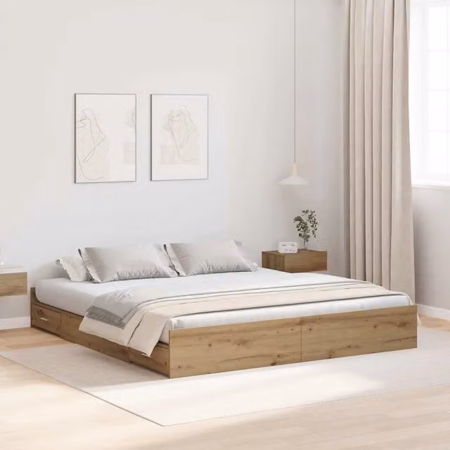 Struttura letto con contenitore Rovere artigianale 180 x 200 cm 3335276