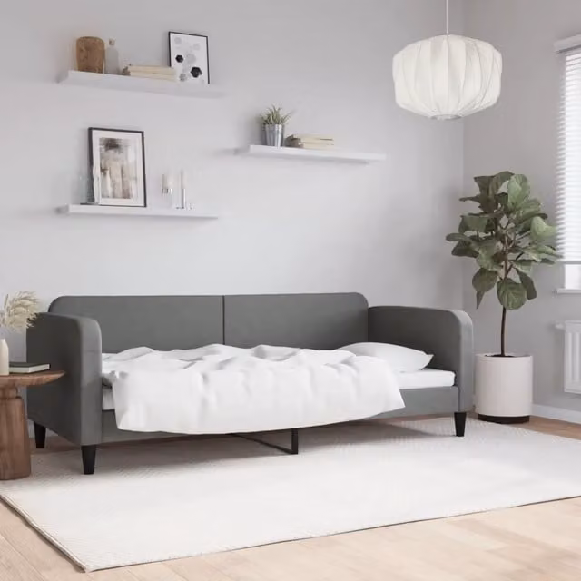 Letto da giorno moderno vidaXL in tessuto grigio con struttura imbottita L: 223 cm, P: 90 cm, H: 75 cm – 1