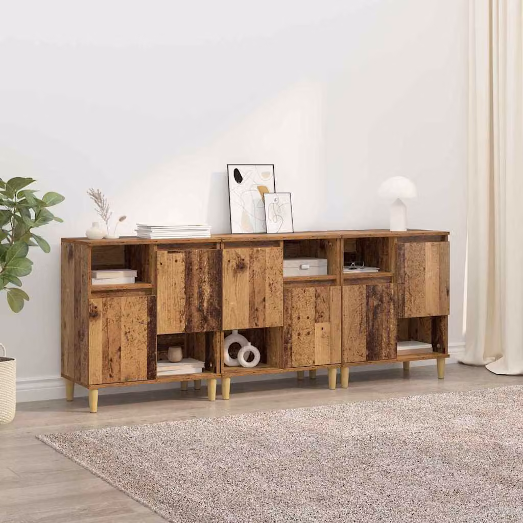 Set di 3 Sideboard vidaXL in legno effetto antico marrone L: 60 cm, P: 35 cm, H: 70 cm