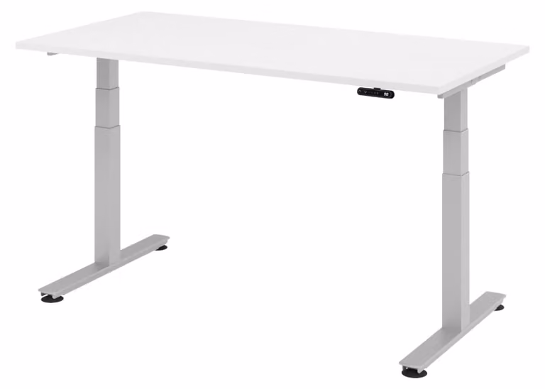 Scrivania elettrica bümö XDSM - Finitura: bianco, struttura: argento, dimensioni: 160 x 80 cm