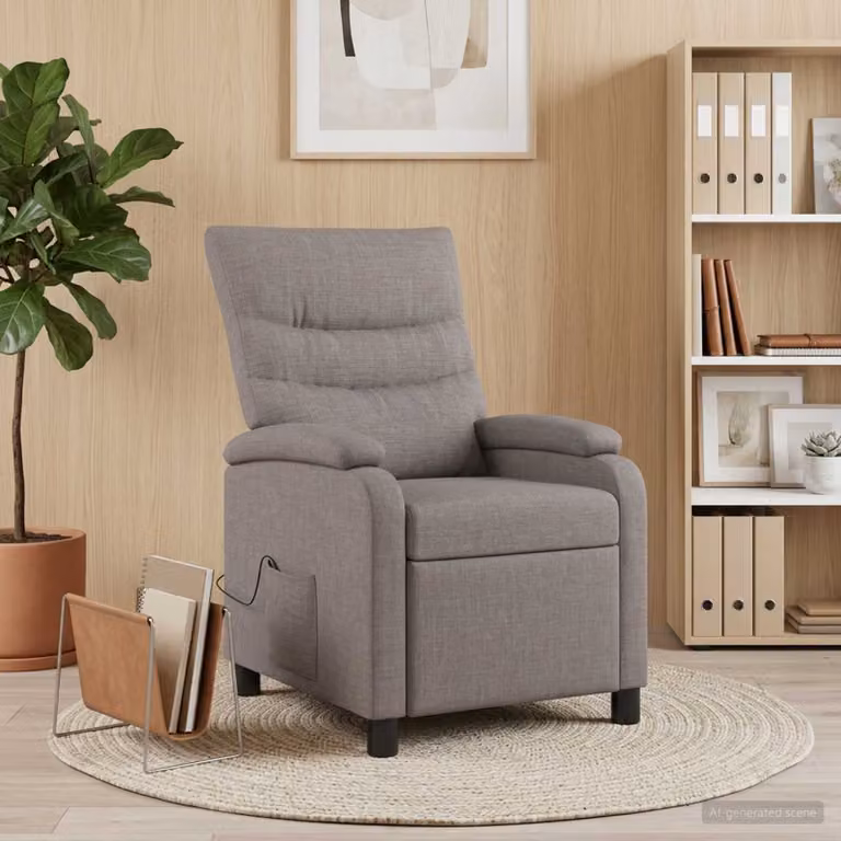 Poltrona relax reclinabile vidaXL con braccioli in tessuto beige e grigio