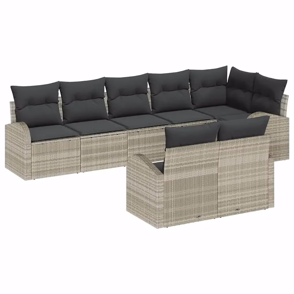 vidaXL Set Divano da Giardino a forma di U con 8 posti, Grigio, con Cuscini e Struttura in Metallo – 2