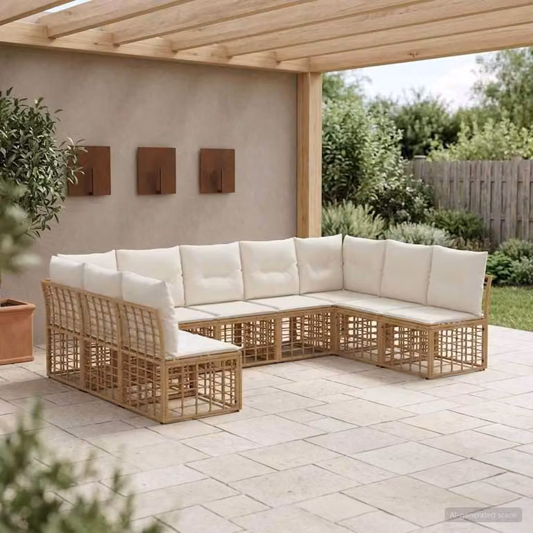 Maison Exclusive - Set divani da esterno in poliestere naturale