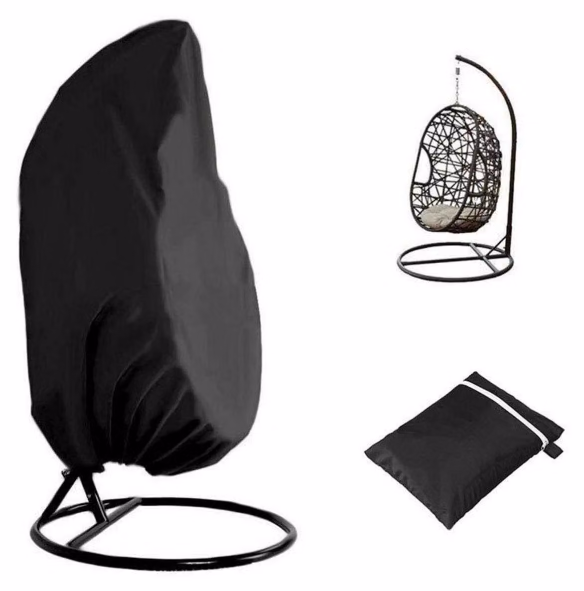 Copertura protettiva per sedia a dondolo, dimensioni 190 x 115 cm, colore nero, realizzata in tessuto Oxford 210D, impermeabile
