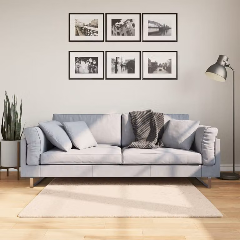 vidaXL Tappeto HUARTE Quadrato Beige Morbido e Lavabile in Poliestere L/P: 120 x 120 cm