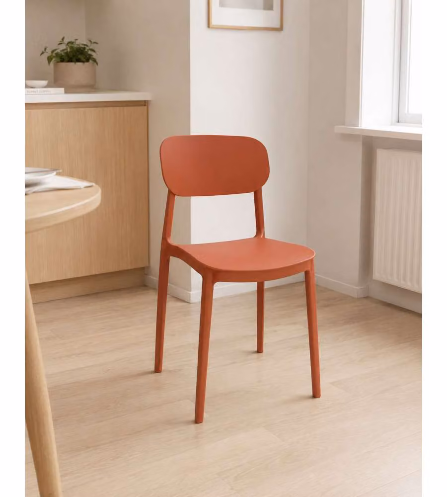 Sedia impilabile in polipropilene Mood Domo Mea colore arancione design moderno Altezza: 75,5 cm