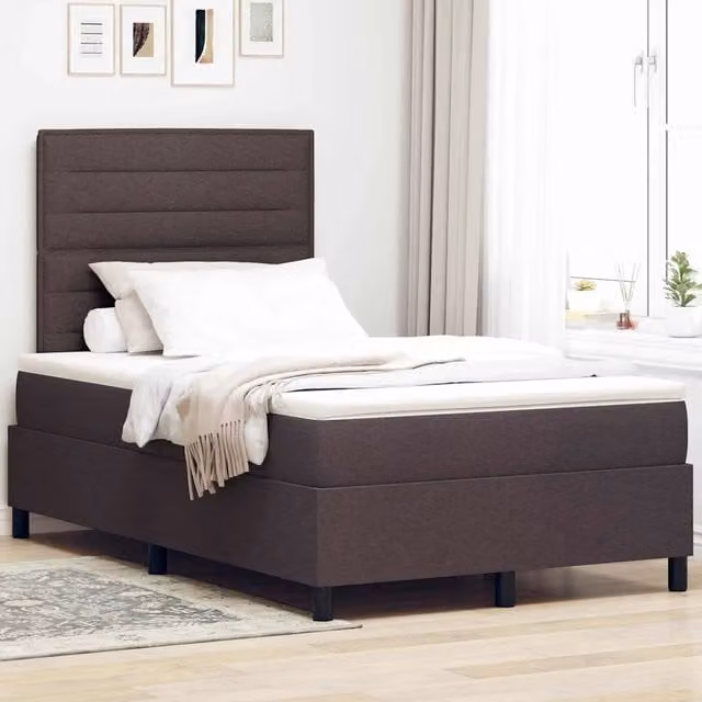 Letto moderno con materasso a molle insacchettate vidaXL in tessuto marrone L: 120 cm, P: 200 cm, H: 203 cm