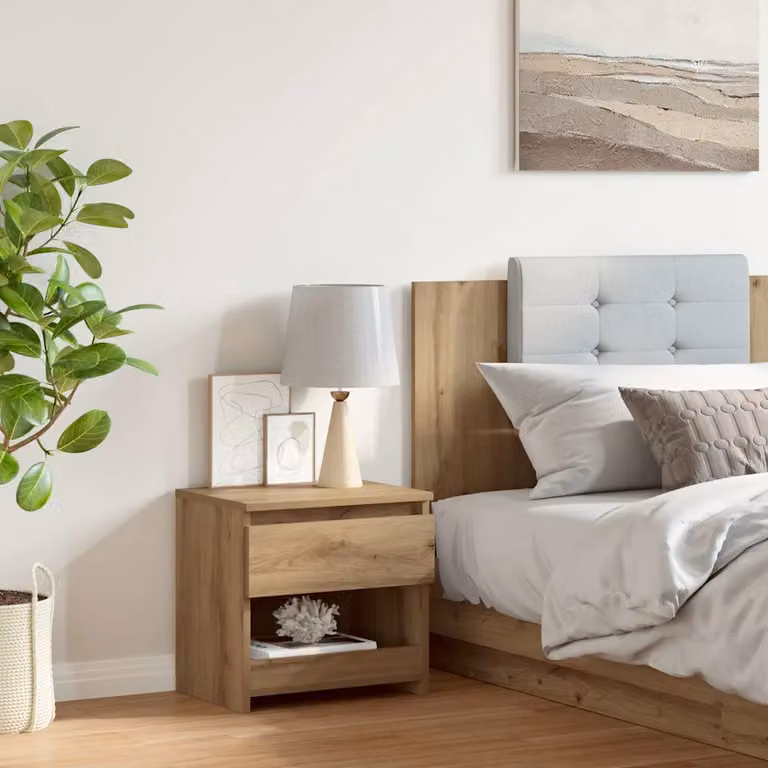 Comodino moderno vidaXL in legno multistrato e MDF color marrone L: 40 cm, P: 30 cm, H: 39 cm