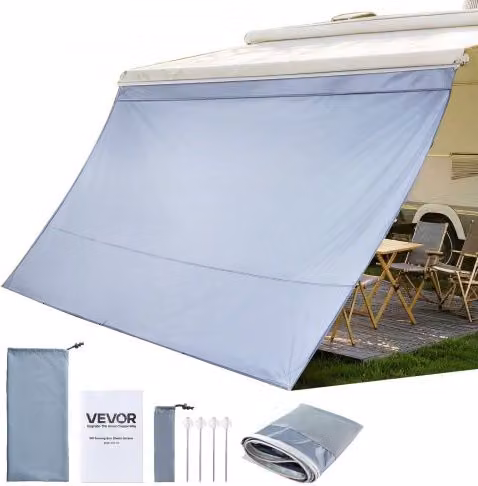 Parete laterale per tenda da sole Vevor in poliestere blu con protezione UV50+, dimensioni 2 x 3,7 m
