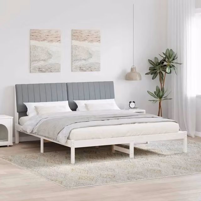 Struttura del letto-Giroletto Grigio chiaro 180 x 200 cm Pino massello 263987
