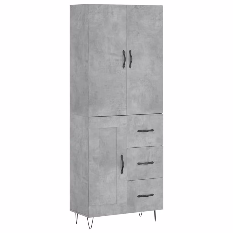 Credenza Grigio Cemento 69,5x34x180 cm in Legno Multistrato