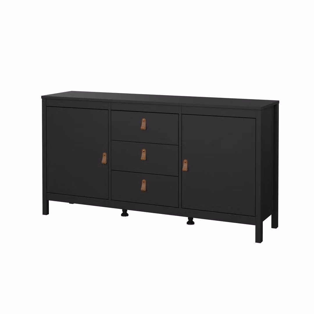 Credenza Madrid 2 ante 3 cassetti nero opaco.