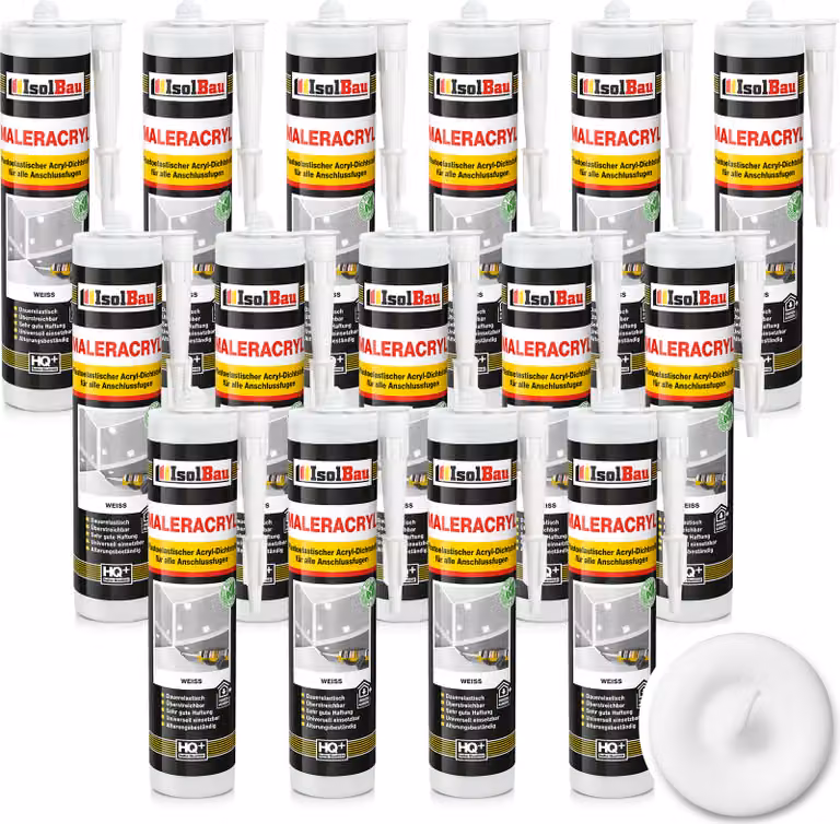 Isolbau Acrilico per pittura 15 x 300 ml Bianco - Sigillante acrilico plasticoelastico per la sigillatura di giunti in ambienti interni ed esterni - Cartuccia
