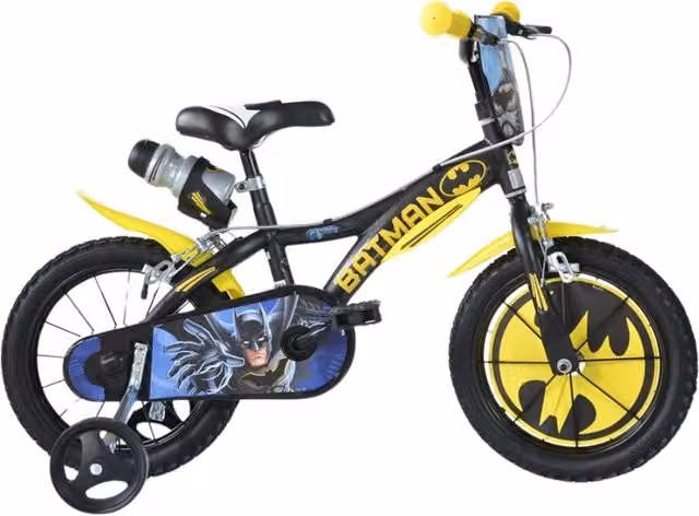 Bicicletta per bambini Dino Bikes Marvel Batman da 16 pollici in metallo nera