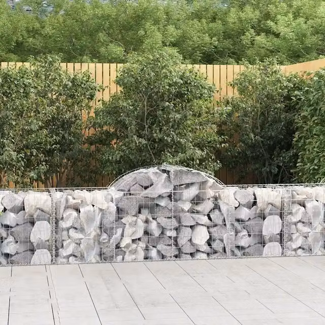 Cesti Gabbioni ad Arco 12 pz 200x50x60/80 cm Ferro Zincato 3146288