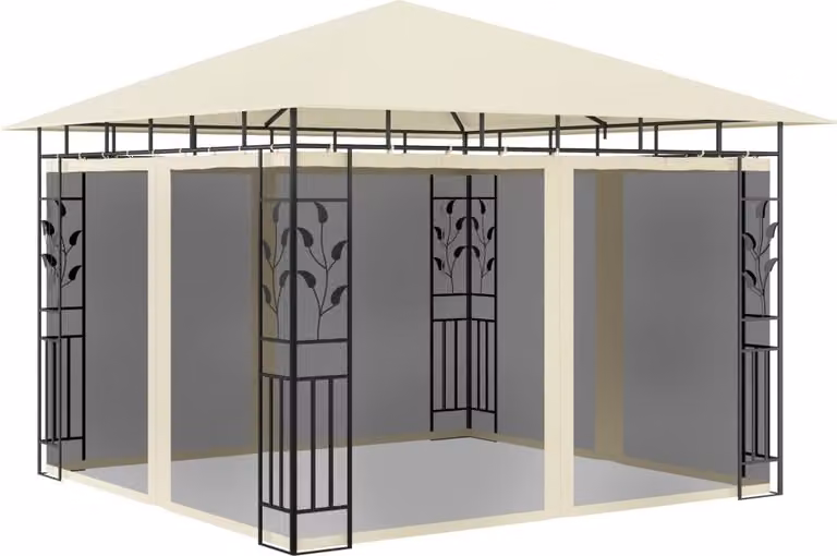 Il gazebo Living Store con zanzariera 3x3x2,73 m Crema 180 g/m²