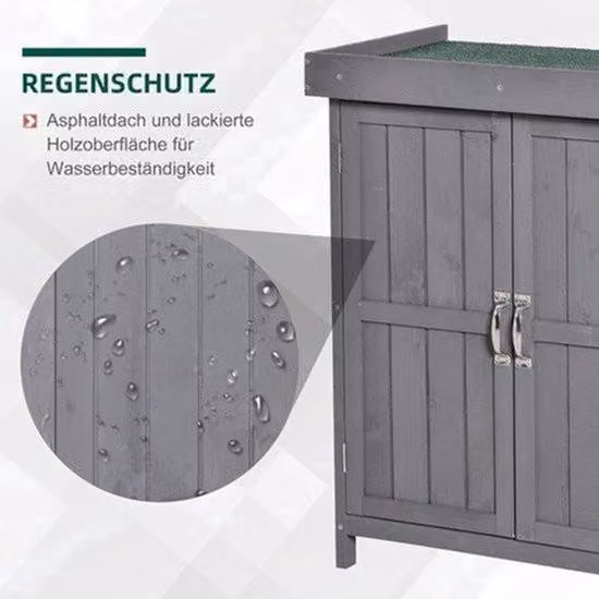 Capanno da giardino – Rifugio da giardino – Scatola per attrezzi – Contenitore per esterni – Scatola di stoccaggio – Verniciato, legno di quercia resistente agli agenti atmosferici – Dimensioni compatte: 74x43x88 cm
