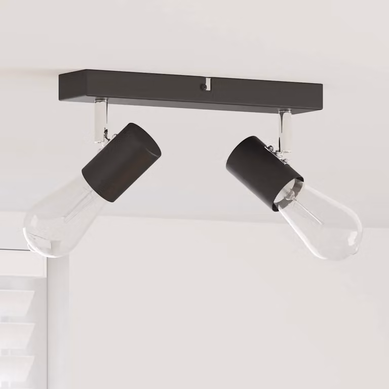 Faretto da soffitto regolabile vidaXL in metallo nero L 26 cm, P 6,5 cm, H 11,5 cm