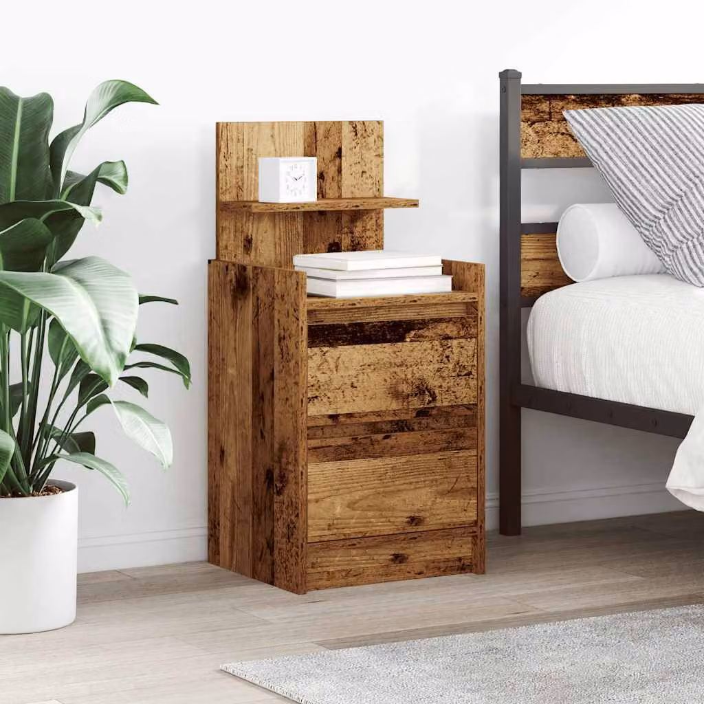 Comodino vidaXL con 2 Cassetti in Legno Marrone Antico L: 38 cm, P: 34 cm, H: 80 cm