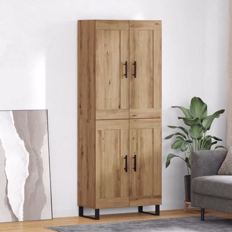 Set di 2 credenze vidaXL in stile moderno color marrone con finitura opaca, L: 69,5 cm, P: 34 cm, H: 180 cm