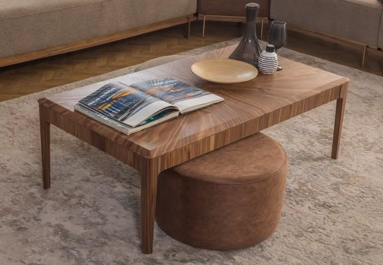 Stilvoller Couchtisch Brauner Rechteckiger Wohnzimmer Holz Couchtisch