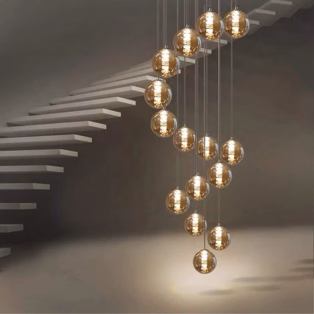 ZMH Lampada a sospensione a LED regolabile in altezza con paralume in vetro fumé per soggiorno