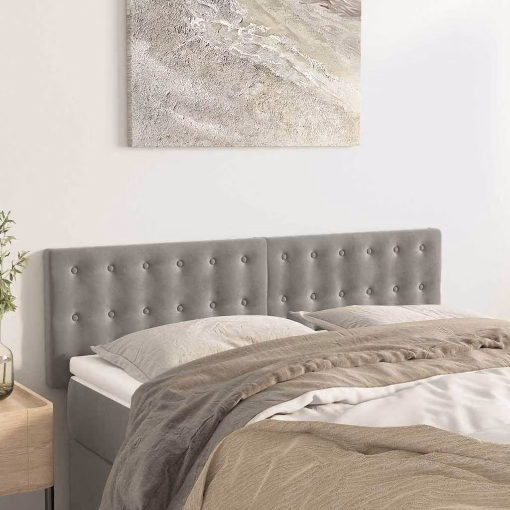 Testiera per letto vidaXL in velluto grigio chiaro con pannello imbottito L: 144 cm, P: 5 cm, H: 78-88 cm