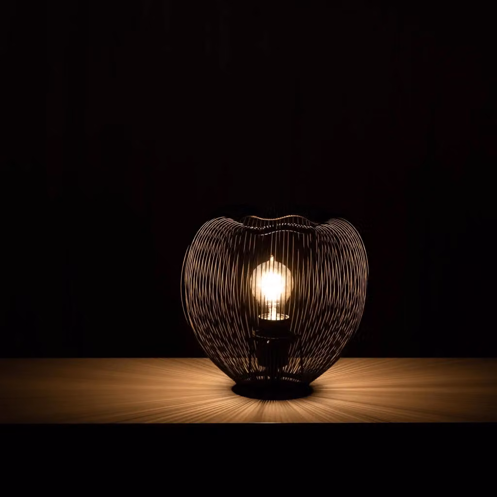 Lampada da Tavolo Industriale STONES in Metallo Nero con Attacco E27 – 2