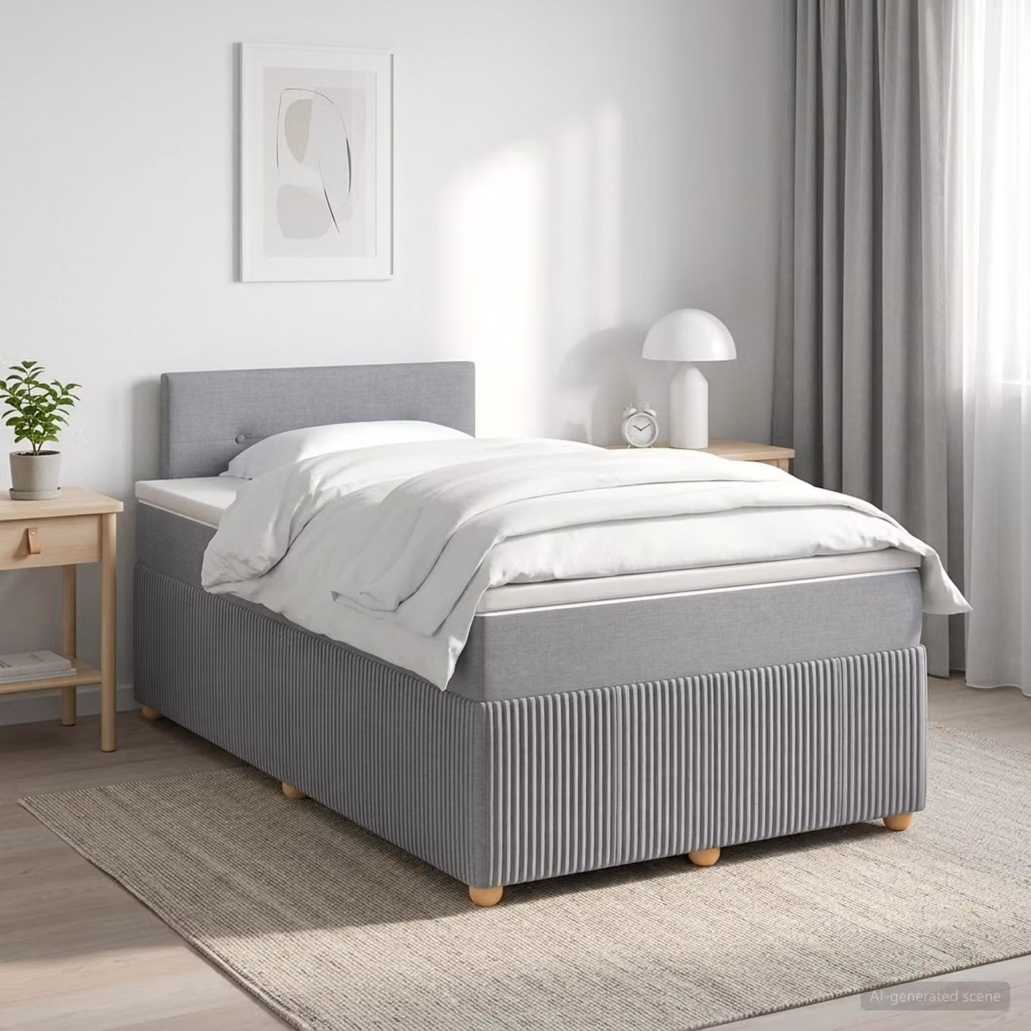 Letto box spring con materasso ibrido vidaXL Grigio e Bianco L/P/H: 200 x 120 x 76,5 cm